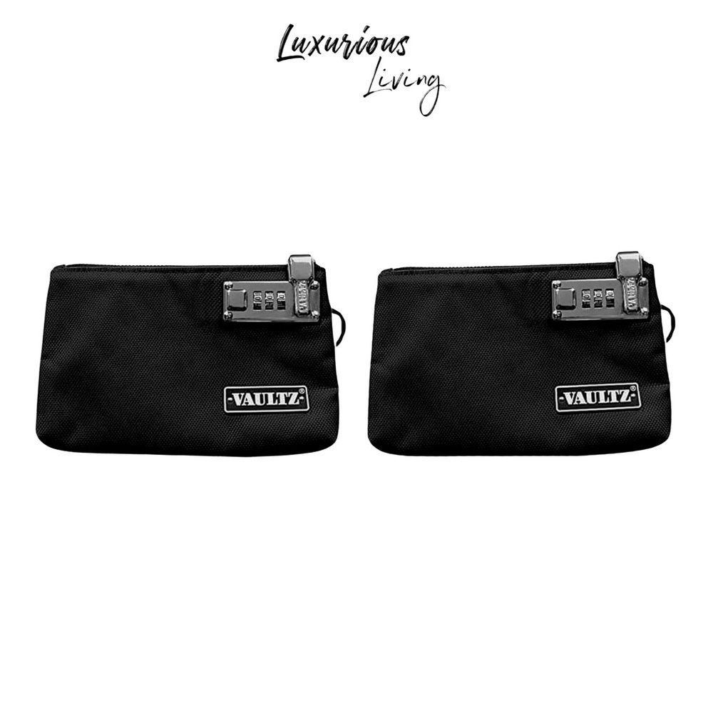 (2) Vaultz Locking 5x8 Medicine Pouch 2-PACK  - BLACK